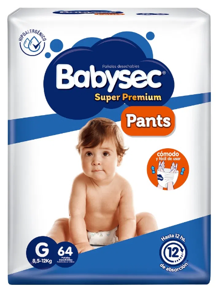 Pañales de Bebé Babysec Super Premium Cuidado Total 54 un XXG