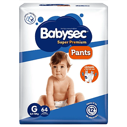 BABYSEC SUPER PREMIUM PAÑALES DESECHABLES PANTS G (8,5-12KG) HIPOALERGENICO X64