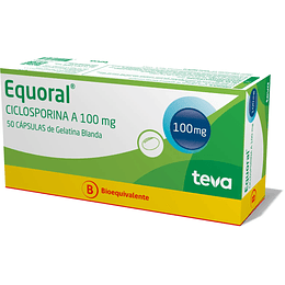 Equoral (Bioequivalente) Ciclosporina 100mg 50 Cápsulas de Gelatina Blanda