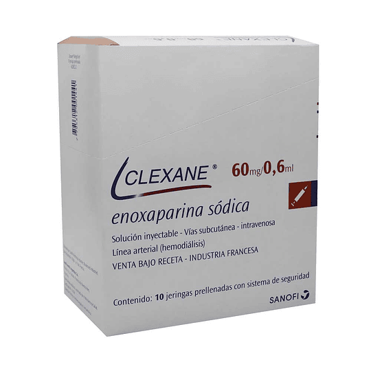 Clexane 60 mg / 2 ml., envase de 10 Jeringas inyectables con sistema safety lock