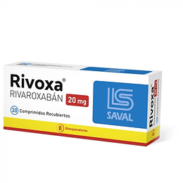 Rivoxa comprimidos de 20 mg., envase de 30 comprimidos