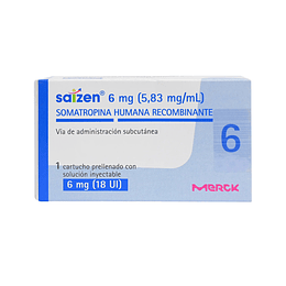 Saizen Somatropina 6mg jeringa prellenada de 6 mgr. 1 cartridge.