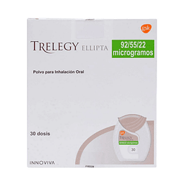 Trelegy ellipta 92/55/22 microgramos por dosis; envase de 30 dosis