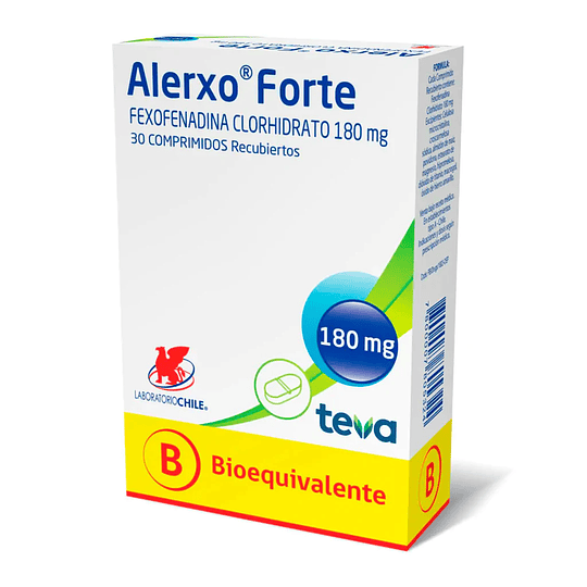 Alerxo Forte comprimidos de 180 mgr., envase de 30 comprimidos