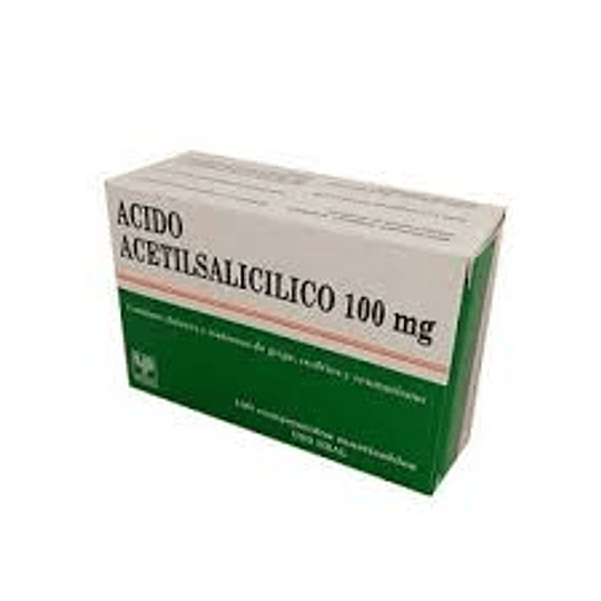 Acido acetilsalicilico comprimidos de 100 mgr., envase de 100 comprimidos