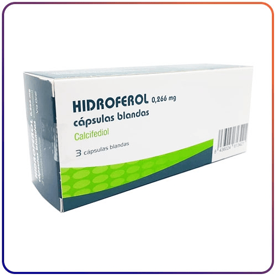 Hidroferol cápsulas de 0,266 mgr., envase de 3 de 3 cápsulas