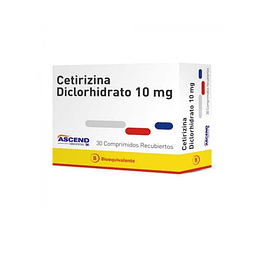 Cetirizina comprimidos de 10 mg., envase de 30 comprimidos