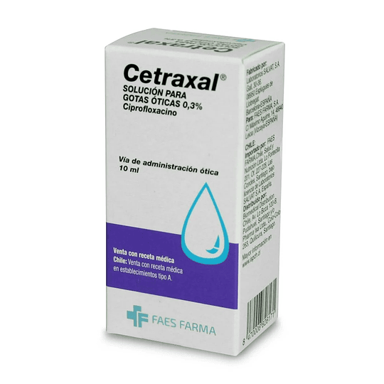 Cetraxal otológico gotas al 0,3%, envase de 10 ml.