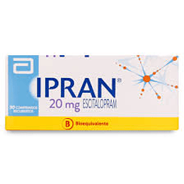 Ipran (Bioequivalente) Escitalopram 20mg 40 Comprimidos Recubiertos