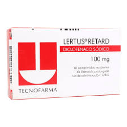 Lertus Retard Diclofenaco Sódico 100mg 10 Comprimidos Prolongados