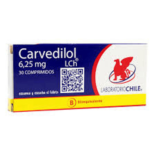 Carvedilol 6,25 mg 30 comprimidos