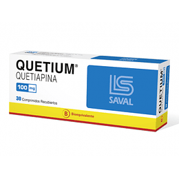 Quetium (Bioequivalente) Quetiapina 100mg 30 Comprimidos Recubiertos