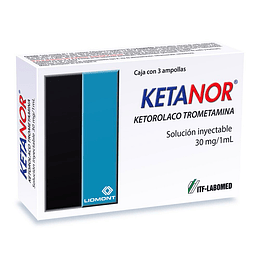 Ketanor 30 mg / 1 ml 3 ampollas inyectables