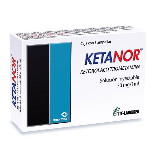 Ketanor 30 mg / 1 ml 3 ampollas inyectables