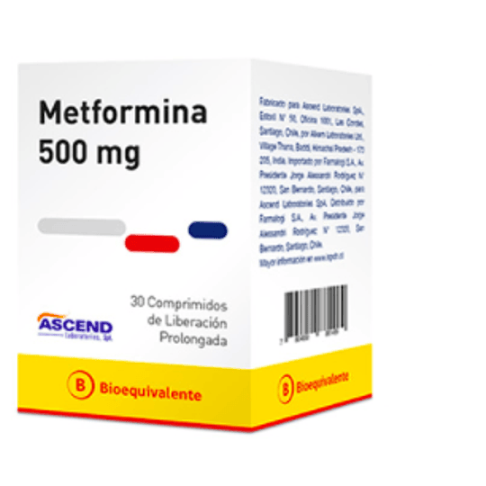 Metformina HCL 500 mg 30 comprimidos