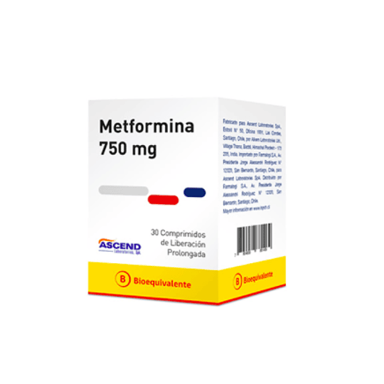 Metformina 750 mg 30 comprimidos