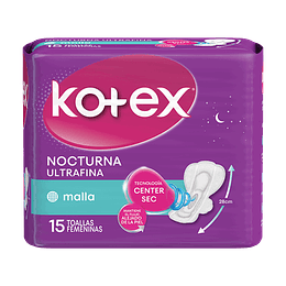 Kotex Toalla higiénica Ultrafina Nocturna Malla 15 unidades