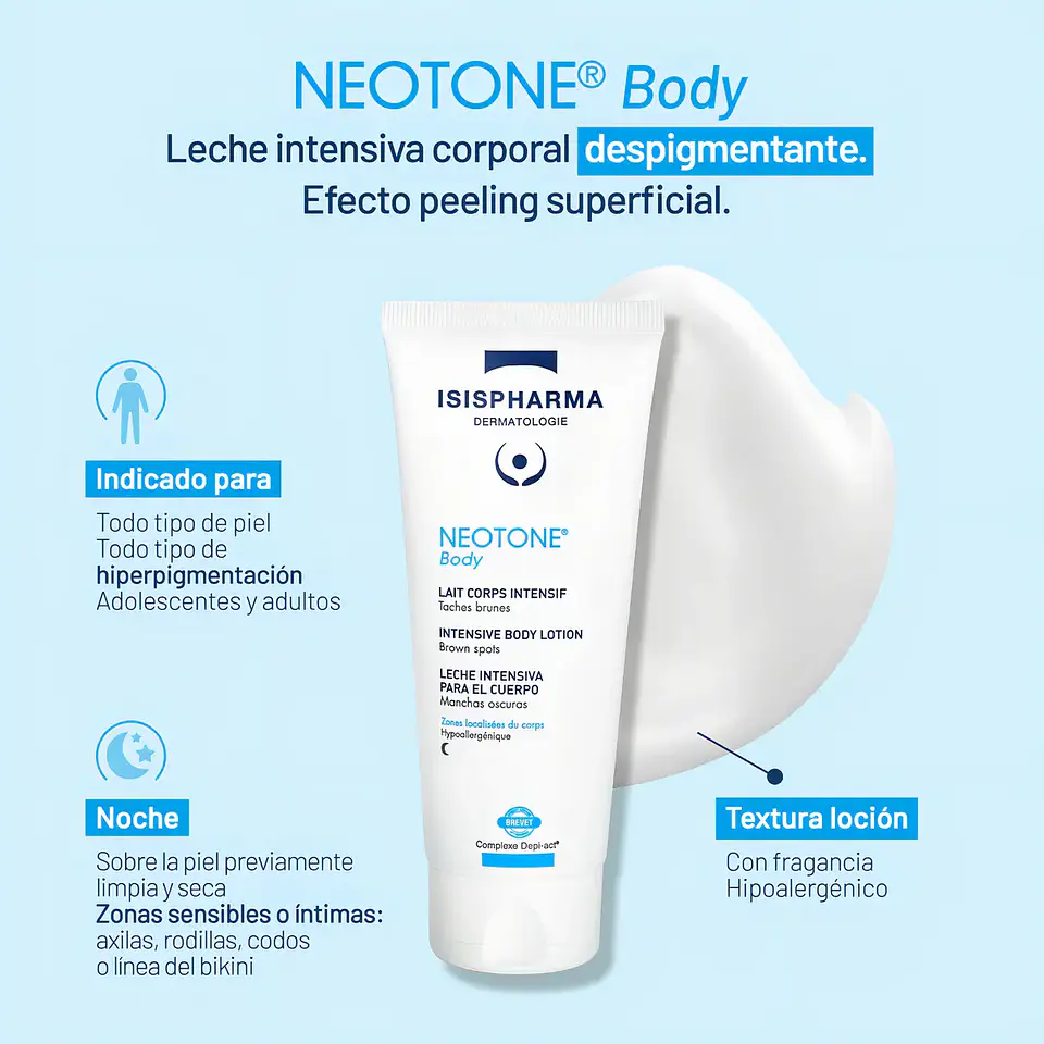 Isispharma Neotone Body 100ml - Leche Corporal Intensiva | Aclaramiento De La Piel Zonas Sensibles 5