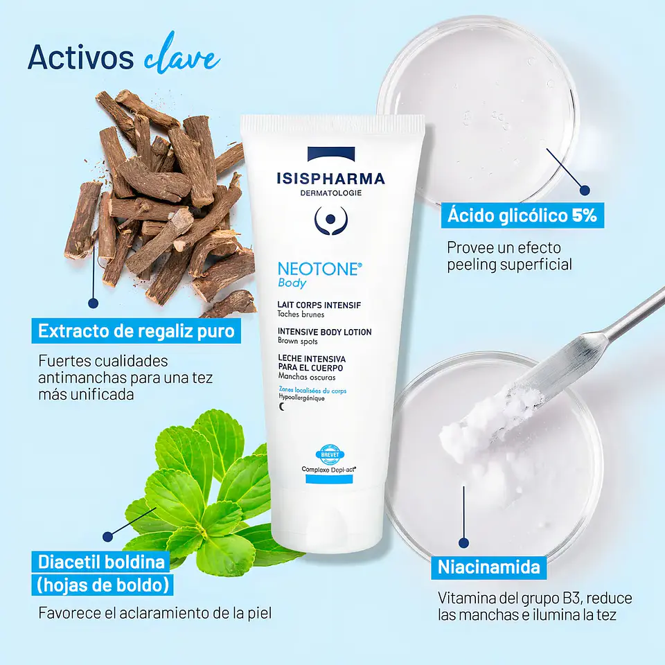 Isispharma Neotone Body 100ml - Leche Corporal Intensiva | Aclaramiento De La Piel Zonas Sensibles 6