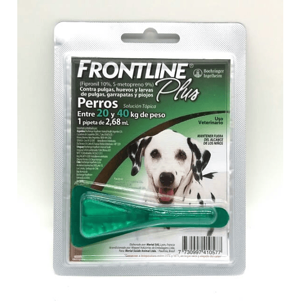 Frontline Plus Perros 20 Y 40 Kg 2,68 ml   x1 Pipeta 