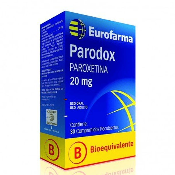 Parodox 20 mg  x30 Comprimidos 