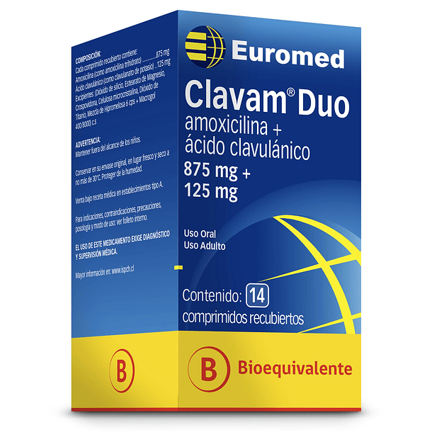 Clavam Duo 875 mg/125 mg  x14 Comprimidos 