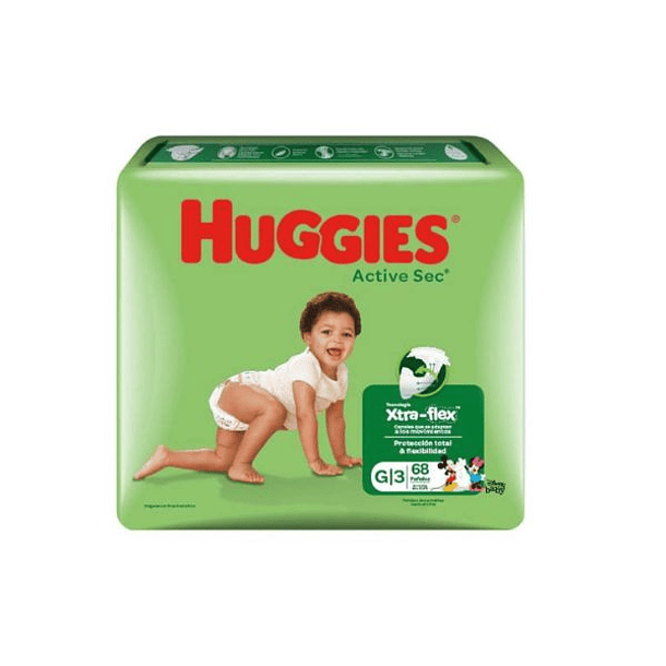 Huggies Active Sec Talla G x 68 Pañales 