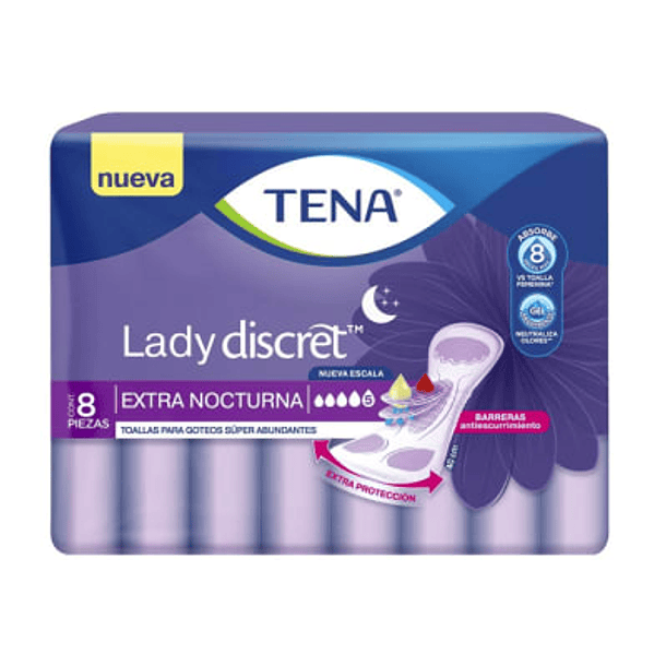 Tena Lady Discret Ex tra Nocturna x 8 Unidades 