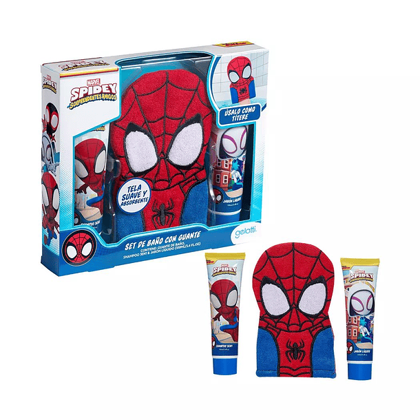 Set De baño Con Guante Spiderman 
