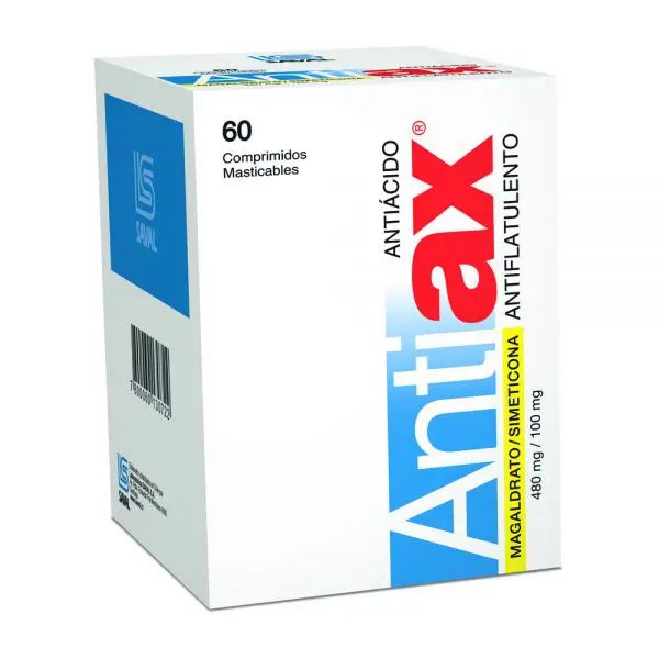 Antiax Simeticona, Magaldrate 60 Comprimidos masticables.