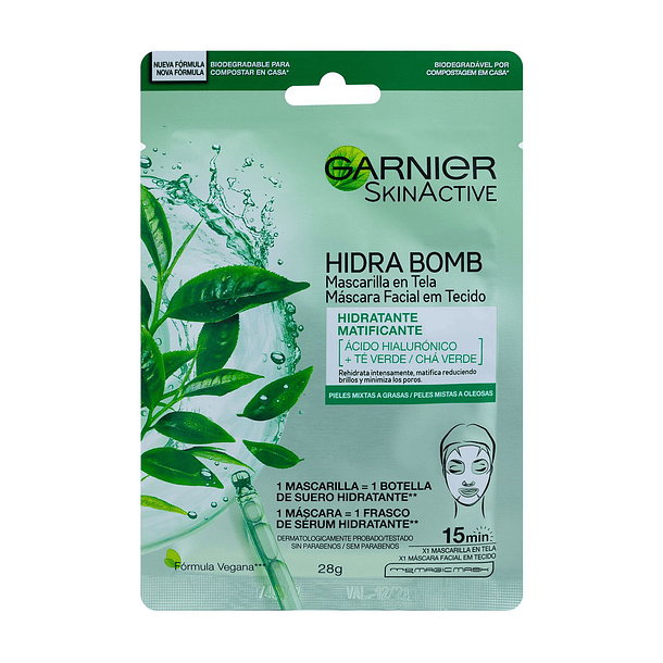 Garnier Hidra Bomb Mascarilla Facial   granada +Acido Hialuronico 