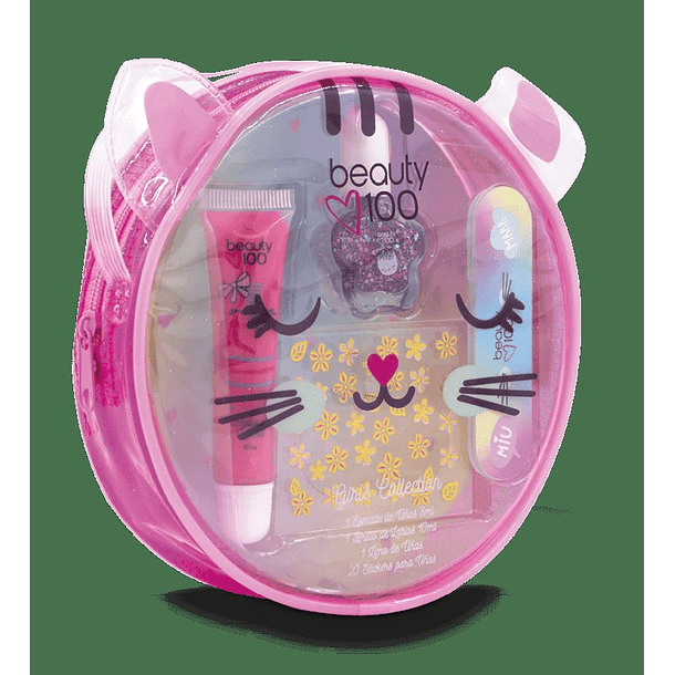 Beauty 100 Pack Niña Labial + Lima + Esmalte + Sticker 