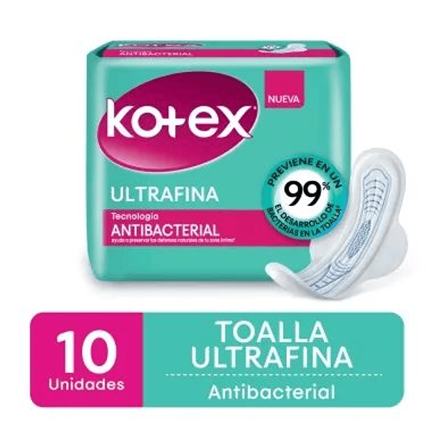 Kotex  Ultrafina Antibacterial x 10 Toallas 