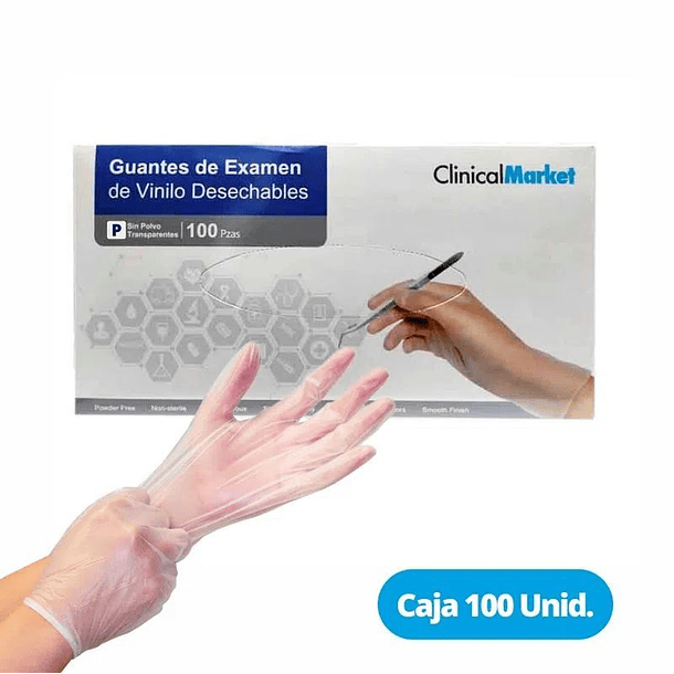 Guantes de Ex amen de Vinilo Talla S x 100 Unidades 