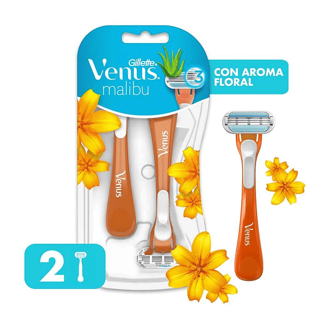 Gillete Venus Malibu Aroma Tropical x 2 Afeitadoras 
