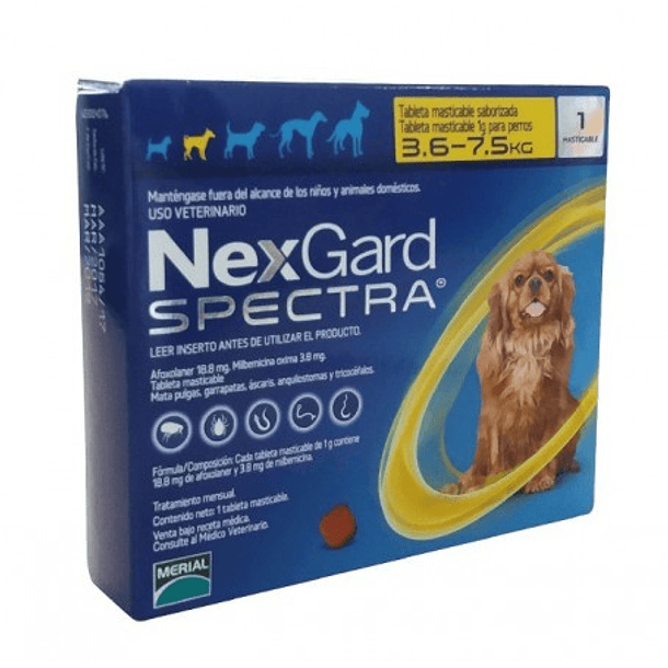 Nex gard Spectra 3.6 - 7.5 Kg x 1 Comprimido 