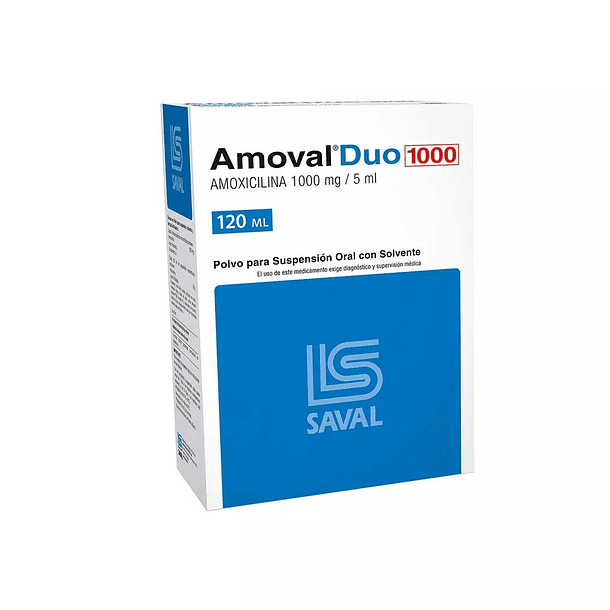 Amoval Duo 1000 mg x 120  ml Polvo para Suspensión Oral con Solvente  