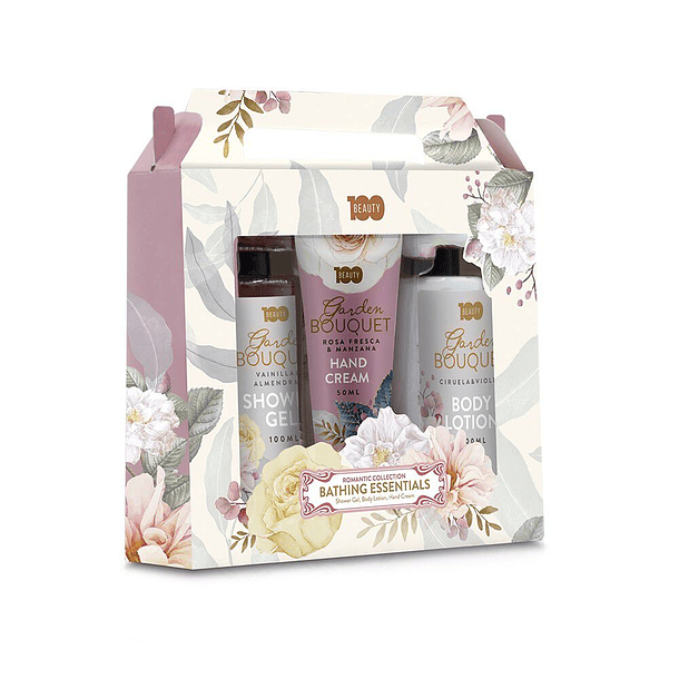 Beauty 100 Romantic Colletion Shower Gel + Crema de Manos + Crema de Cuerpo 