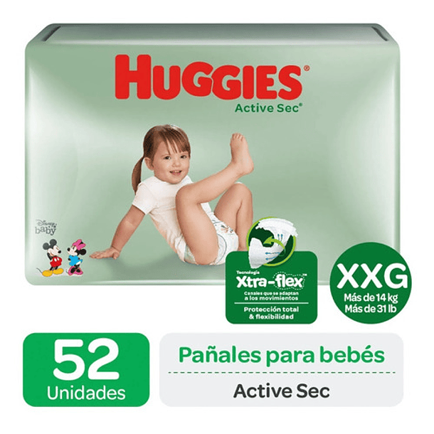 Huggies Active Sec Talla x x G x 52 Pañales 