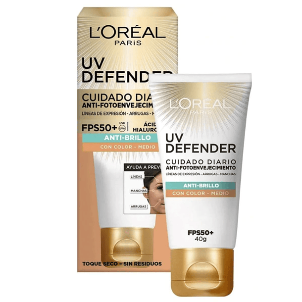 Loreal Uv Defender Anti-Brillo Color Medio x 40G 
