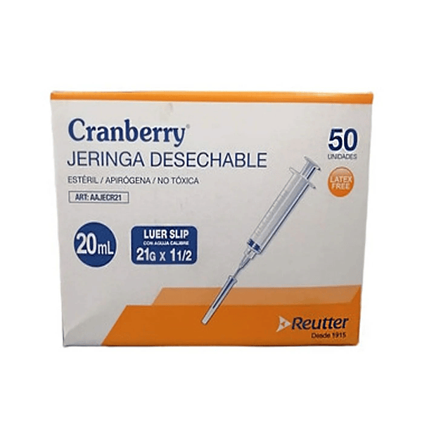 Jeringa 20CC Cranberry x  1 Unidad 