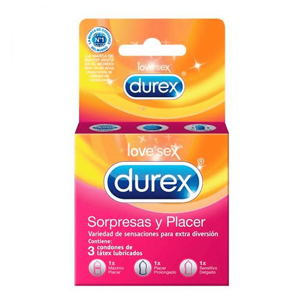 Durex Sorpresas Y Placer X 3 Unidades 