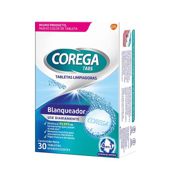 Corega Limpiador Protesis Pro Ortodoncia X 30 Tabletas Efervescentes 