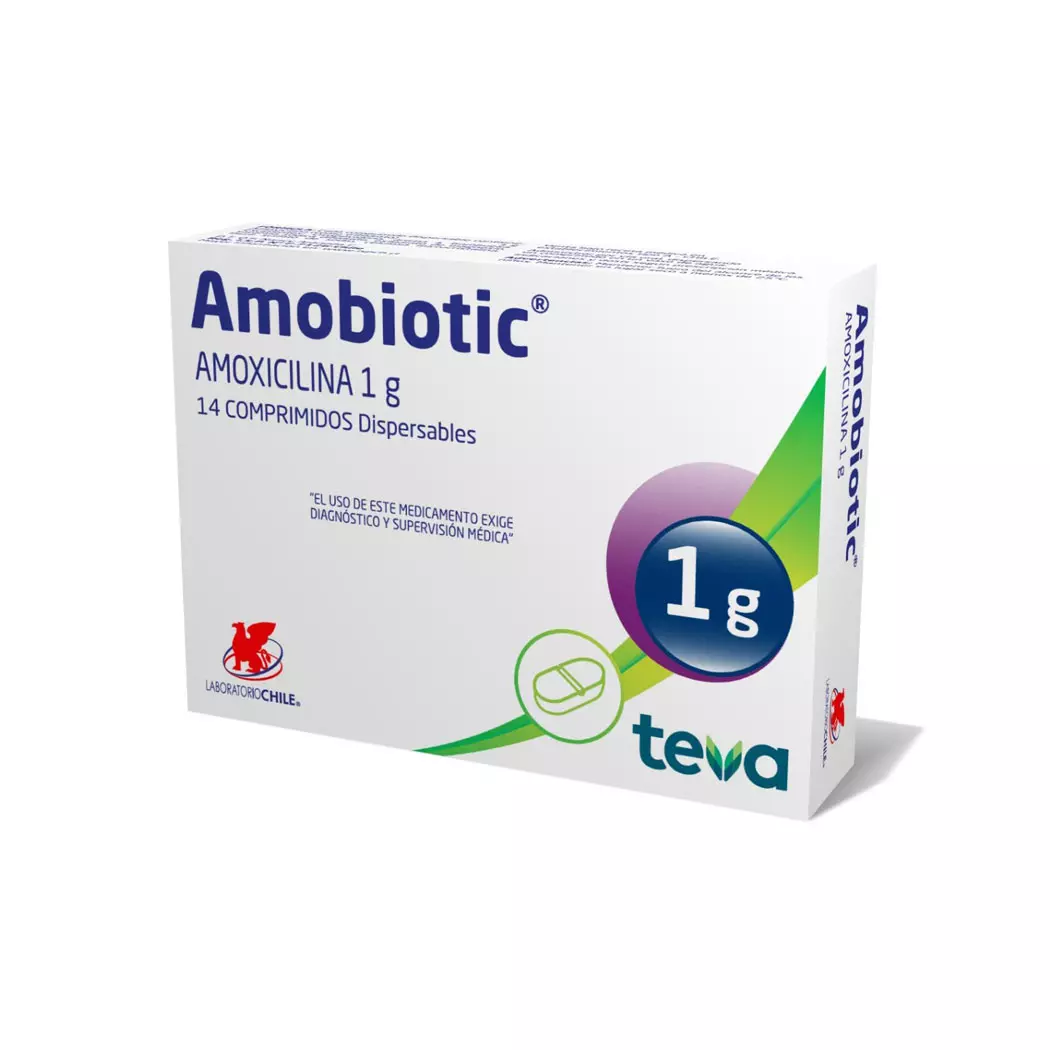 Amobiotic Amoxicilina 1 g 14 Comprimidos dispersables.