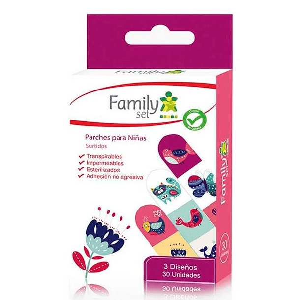 Family Set Parches Curitas Niña X 30 Unidades 