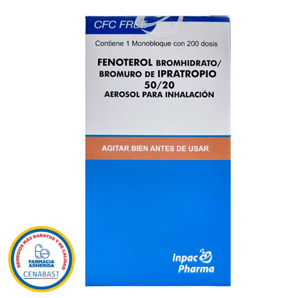 CENABAST- Fenoterol bromhidrato/ Bromuro de Ipratropio 50mcg/20mcg Inhalador X 200 Dosis 