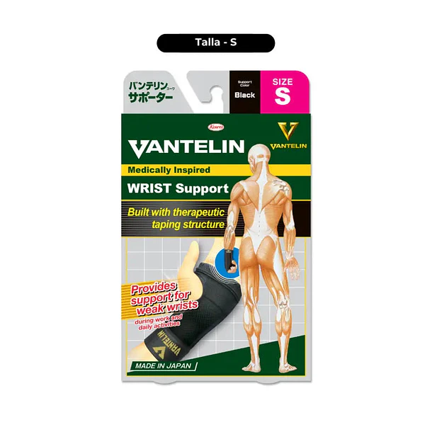 Muñequera Vantelin - Talla S - Color Negro - Uso Diario 