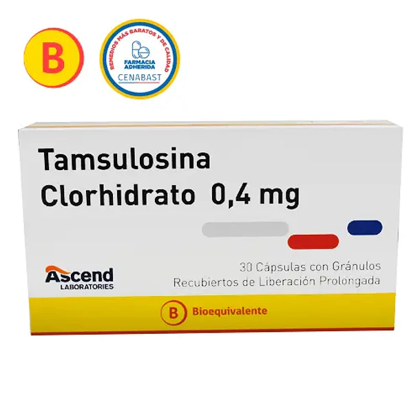 Tamsulosina 0.4 mg x 30 Cápsulas con Granulos Recubiertos 