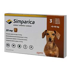 Simparica 20mg 5 a 10 kg x 3 Comprimidos