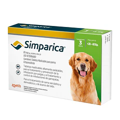 Simparica 80 mg x 3 Comprimidos 20 a 40 kg